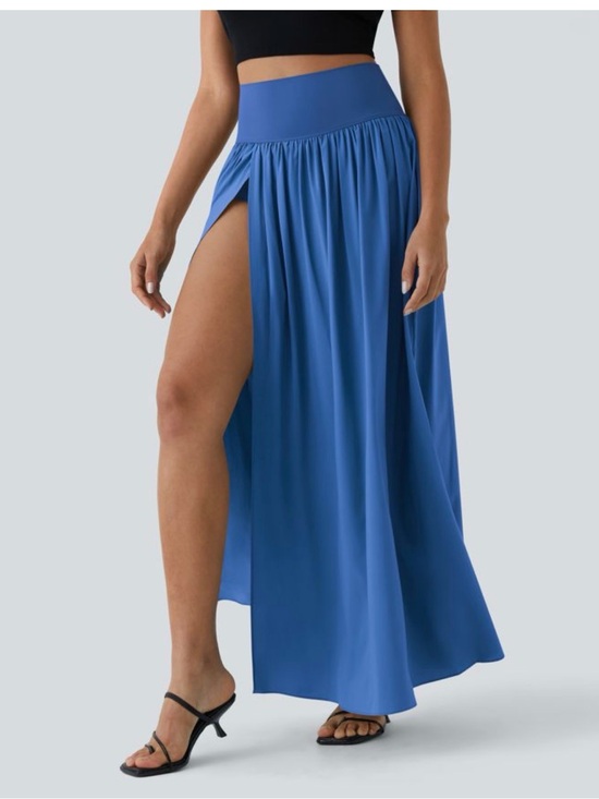 HALARA Dresses & Skirts - HALARA Bright Blue High Waisted 2-in-1 Flowy Quick Dry Maxi Skirt